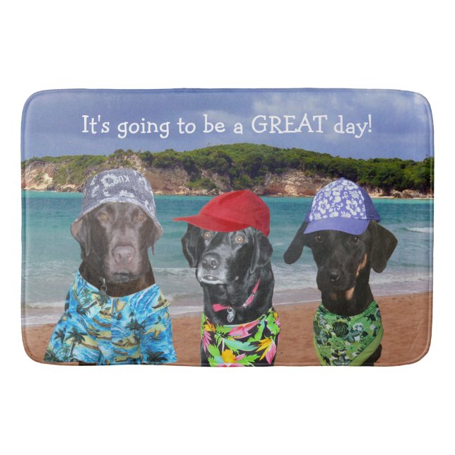 Funny Dogs on the Beach Bath Mat (Front)