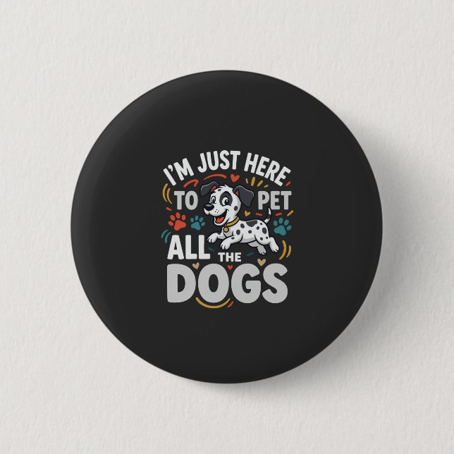 Funny Dogs Pet Lover Vector 6 Cm Round Badge (Front)