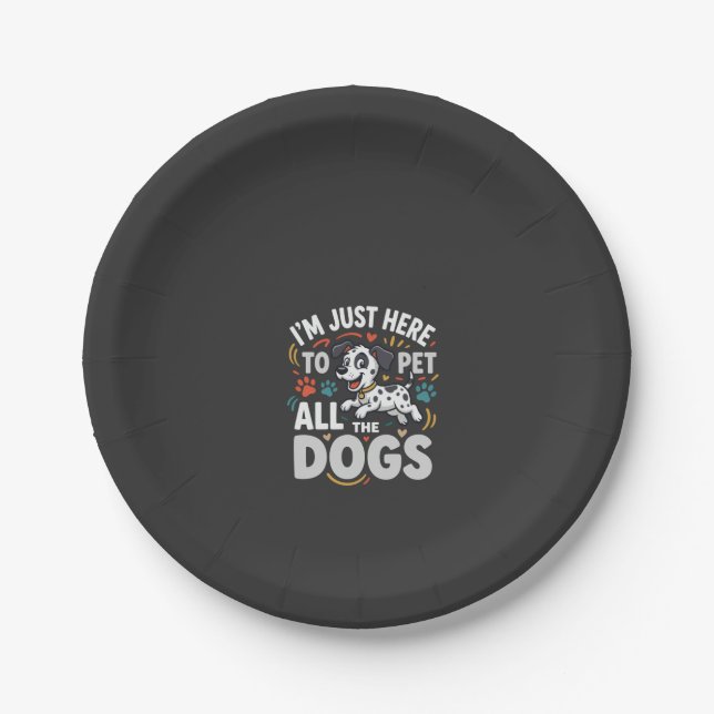 Funny Dogs Pet Lover Vector Paper Plate (Front)