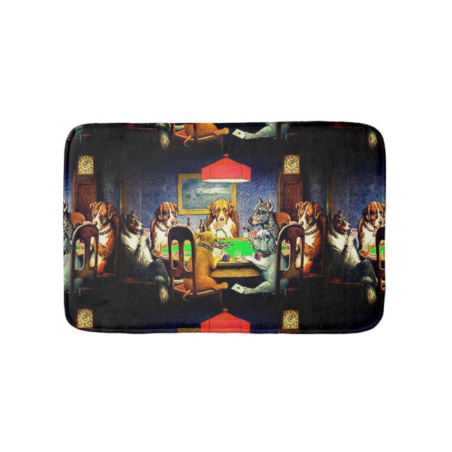 Funny Dogs Playing Poker Bath Mat (Front)