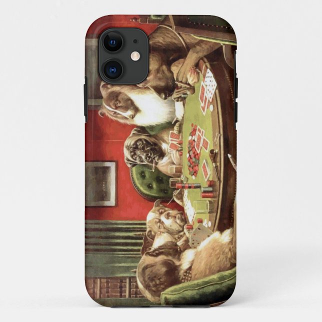 Funny Dogs Playing Poker Iphone Cover Case (Back)