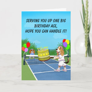 Funny Dogs Playing Tennis Birthday Cake Card
