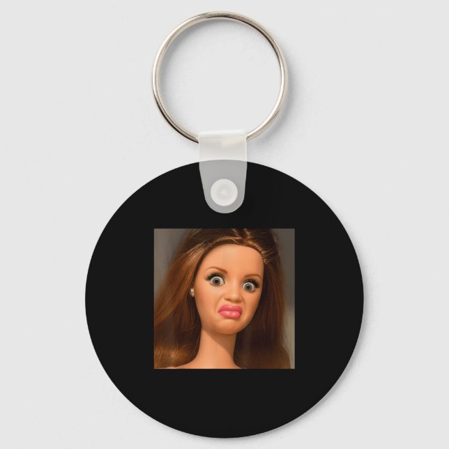 Funny Doll Face Meme Disgusting  Key Ring (Front)