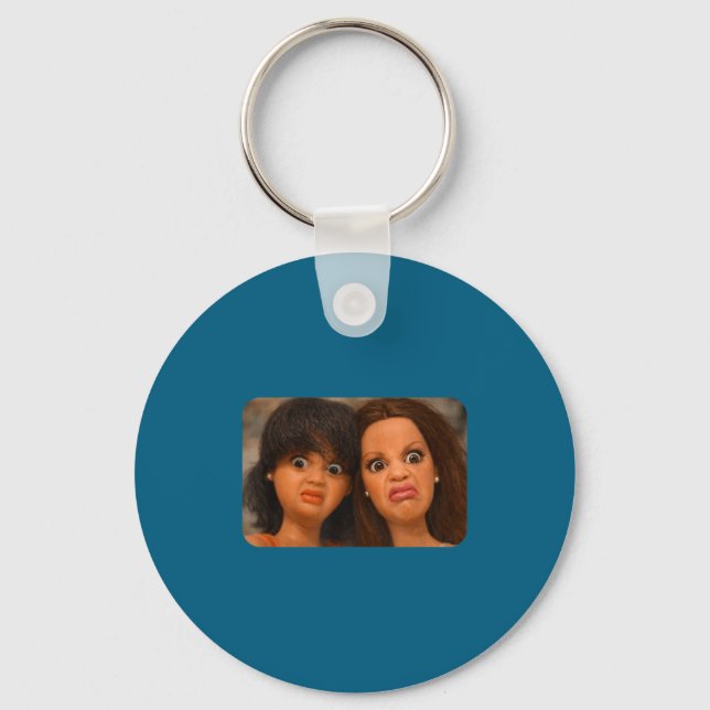 Funny Doll Face Meme Hilarious Disgusting 2 Dolls  Key Ring (Front)