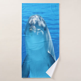 funny dolphin in the sea bath towel set
