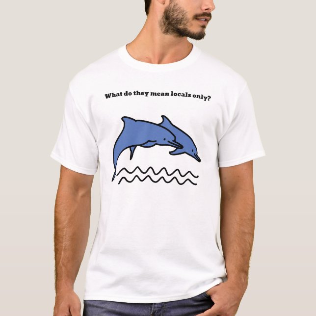 Funny Dolphin Ocean Love Waves  T-Shirt (Front)