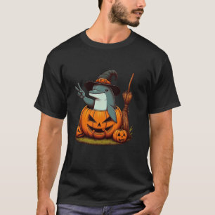 Funny Dolphin Witch Pumpkin Halloween Mens Womens T-Shirt