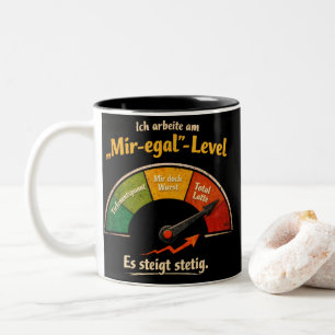 Funny "Don’t Care" Meter – German Humor Two-Tone Coffee Mug
