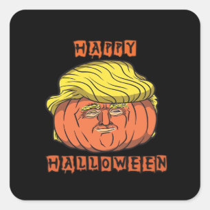 Funny Donald Pumpkin Halloween Square Sticker