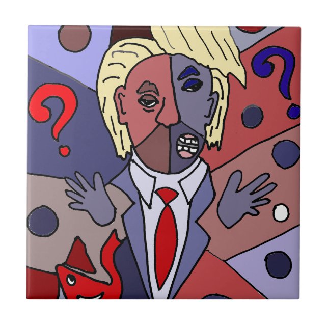 Funny Donald Trump Art Abstract Tile (Front)