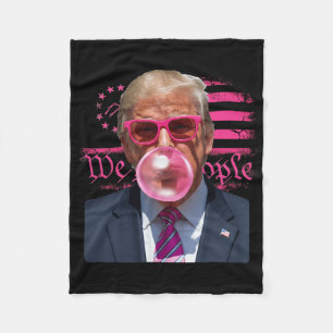 Funny Donald Trump Bubble Gum Pink 4th Of July Ame Fleece Blanket