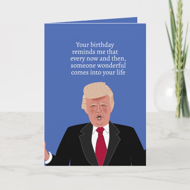 Funny Donald Trump Caricature Happy Birthday Card (Front)