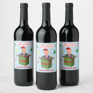 Funny Donald Trump Christmas Humor Tree-Mendous Wine Label