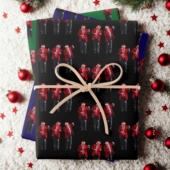 Funny Donald Trump Dancing President Christmas Wrapping Paper Sheet (Creator Uploaded)