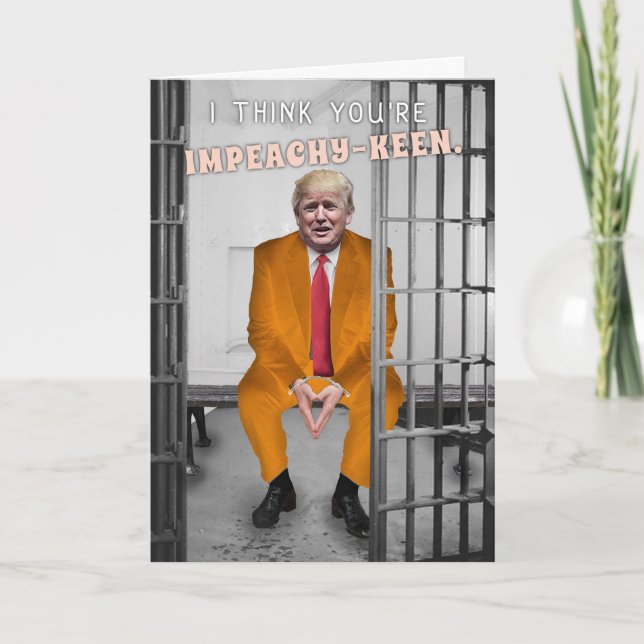 Funny Donald Trump Impeachment Prison Humour Holiday Card (Front)