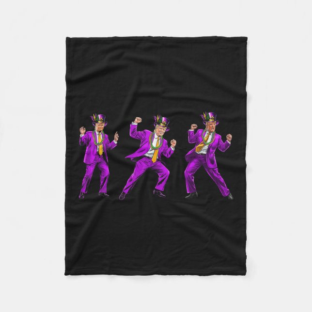 Funny Donald Trump Make Mardi Gras Great Again Fleece Blanket (Front)