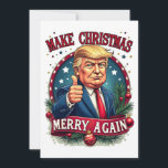 Funny Donald Trump Merry Christmas Card<br><div class="desc">Funny Donald Trump Christmas card featured Donald Trump with a thumbs up for making Christmas Merry again.</div>