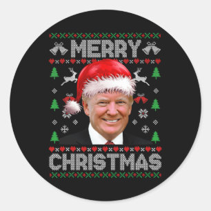 Funny Donald Trump Merry Christmas Family Ugly Swe Classic Round Sticker