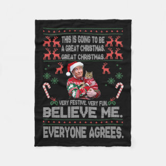 Funny Donald Trump Merry Christmas Xmas Pyjamas Ho Fleece Blanket