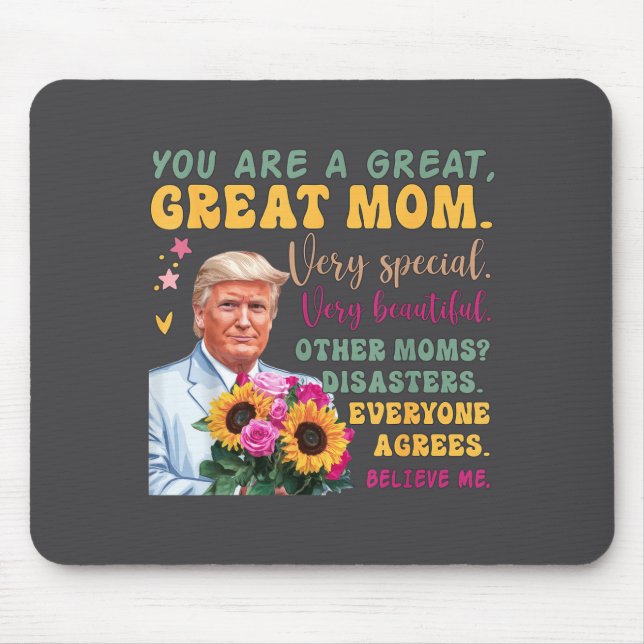 Funny Donald Trump Mothers Day Hold Flower Funny Q Mouse Pad (Front)