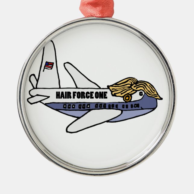 Funny Donald Trump Presidential Aeroplane Metal Tree Decoration (Front)