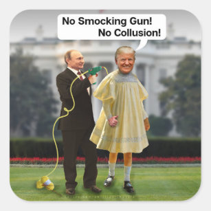 Funny Donald Trump Putin Smocking Gun Joke Square Sticker
