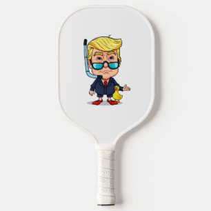 Funny Donald Trump Snorkel Cartoon with Rubber Duc Pickleball Paddle