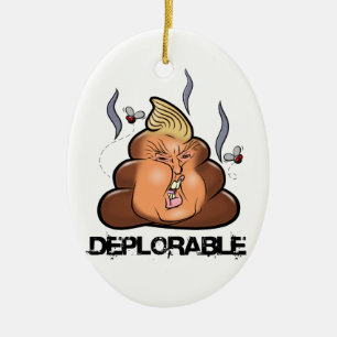 Funny Donald Trump - Trumpy-Poo Poo Emoji Icon Ceramic Tree Decoration