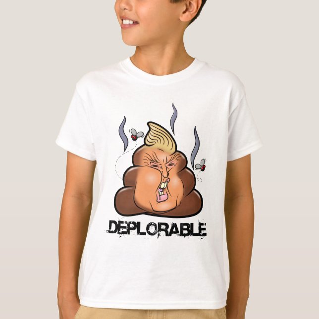 Funny Donald Trump - Trumpy-Poo Poo Emoji Icon T-Shirt (Front)