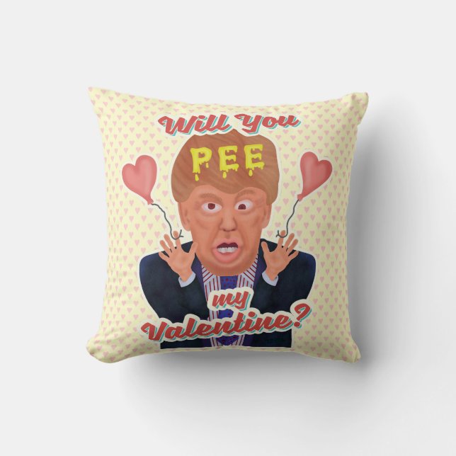 Funny Donald Trump Valentine's Day Pee Tape Joke Cushion (Front)