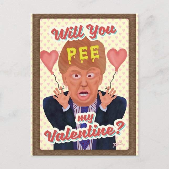 Funny Donald Trump Valentine's Day Pee Tape Joke Holiday Postcard (Front)