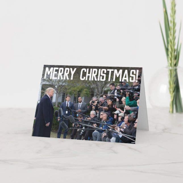 Funny Donald Trump vs Media Merry Christmas Holiday Card (Front)