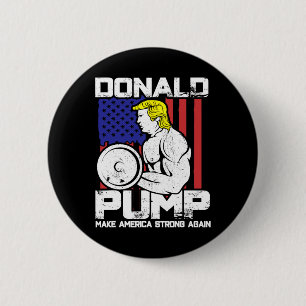 Funny Donald Trump Weight Lifting Workout Gym  6 Cm Round Badge