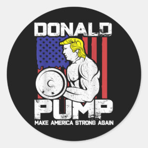 Funny Donald Trump Weight Lifting Workout Gym  Classic Round Sticker