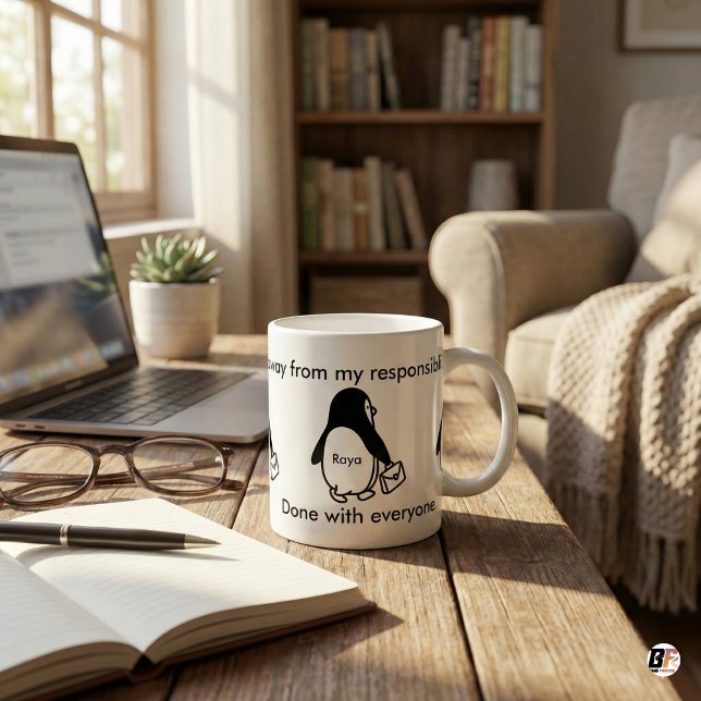 Funny 'Done with Everyone' Penguin Personalized Wo Coffee Mug (Creator Uploaded)
