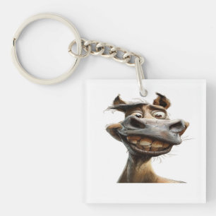 Funny donkey art design key ring
