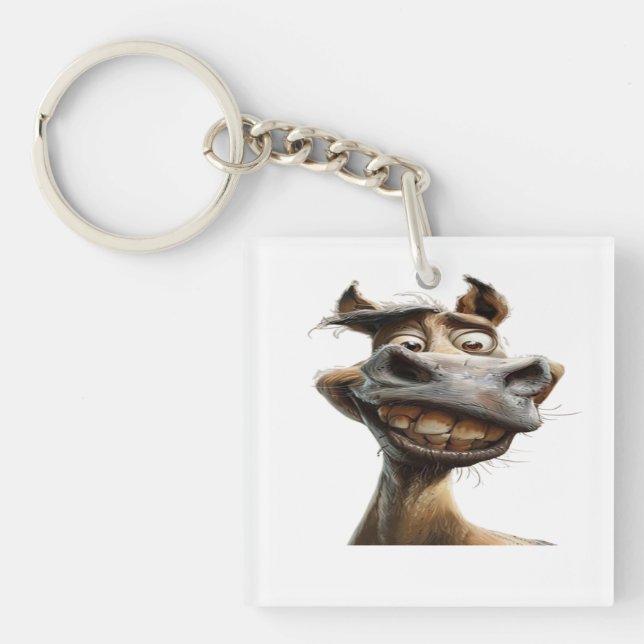 Funny donkey art design key ring (Front)