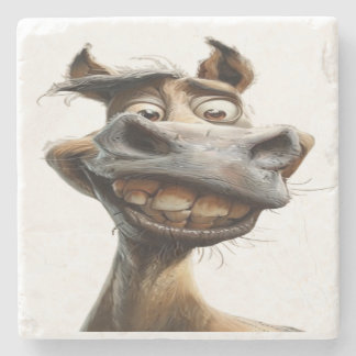 funny donkey art design stone coaster