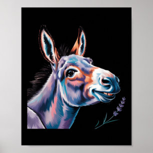 Funny Donkey Art Donkey Head Smile Eagerly Donkey Poster