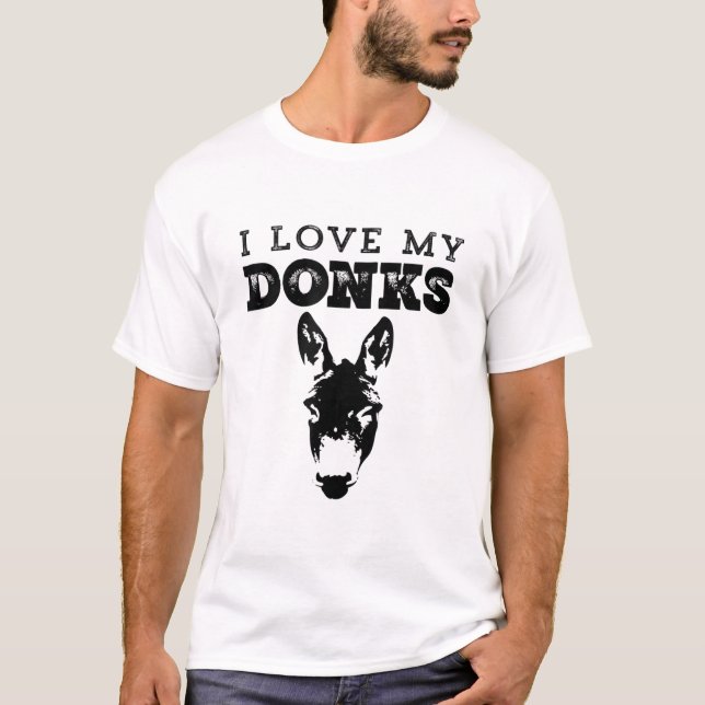 Funny Donkey Mum or Dad Design - I Love My Donks  T-Shirt (Front)