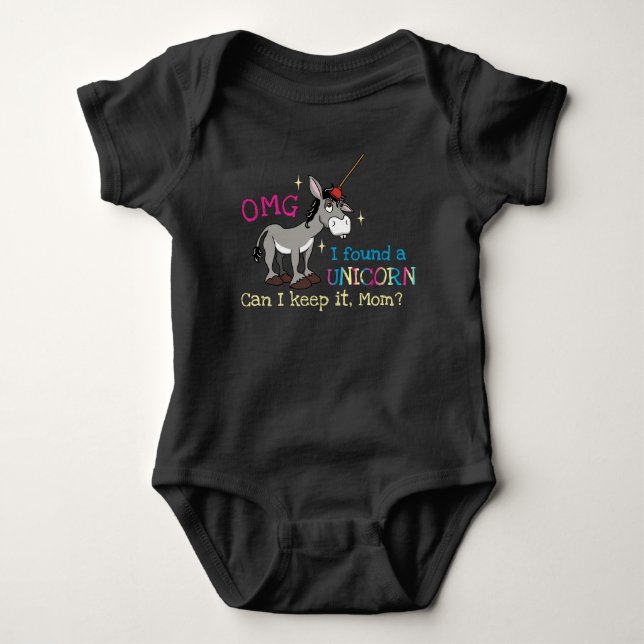 Funny Donkey Unicorn Baby Bodysuit (Front)