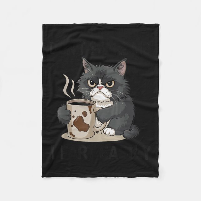 Funny Don't E Me I Fart Easily Black Cat Coffee Fa Fleece Blanket (Front)