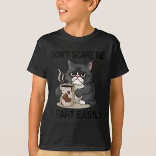 Funny Don't E Me I Fart Easily Black Cat Coffee Fa T-Shirt