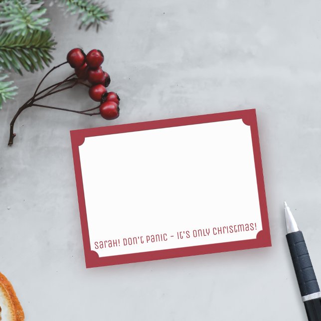 Funny Don't Panic Name Festive Post it Notes (Don't Panic! It's only Christmas! Fun and festive post it notes just for you this Holiday Season)