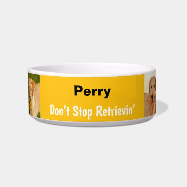 Funny Don't Stop Retrievin' Yellow Dog Bowl (Front)