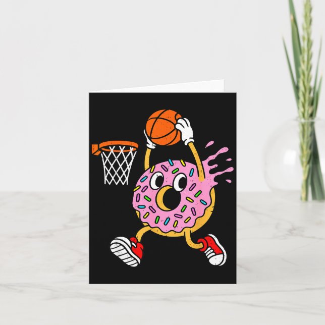 Funny Donut Dunking Basketball Doughnut Food Champ Card (Front)