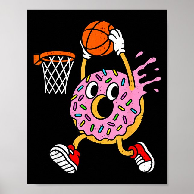 Funny Donut Dunking Basketball Doughnut Food Champ Poster (Front)