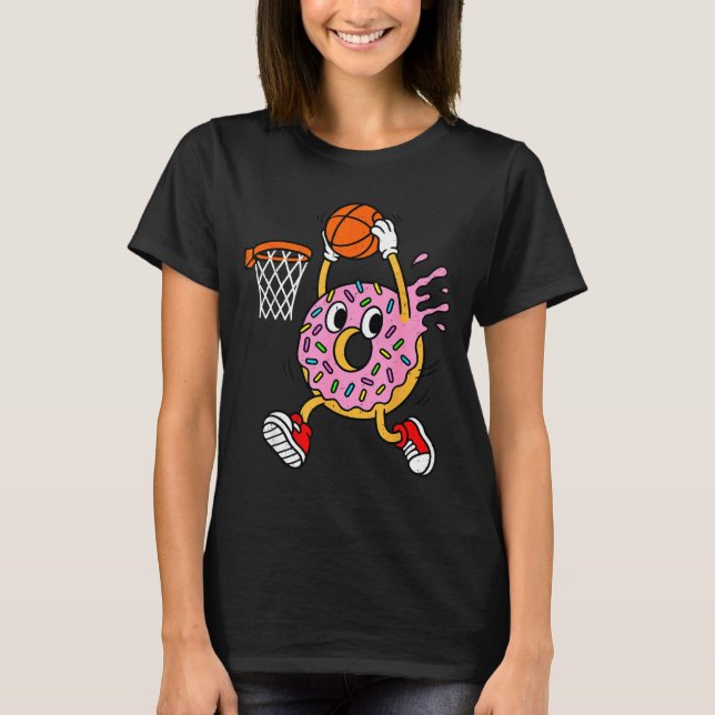 Funny Donut Dunking Basketball Doughnut Food Champ T-Shirt (Front)