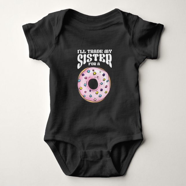 Funny Donut loving Son Brother Foodie Baby Bodysuit (Front)