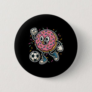 Funny Donut Playing Soccer Food Sports Donut Boys 6 Cm Round Badge
